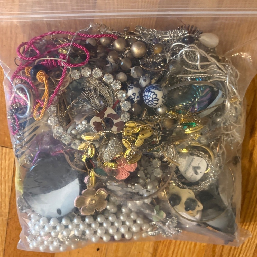 4 lb Jewelry Craft Lot – Mixed Pieces for DIY, Repurpose, Upcycle